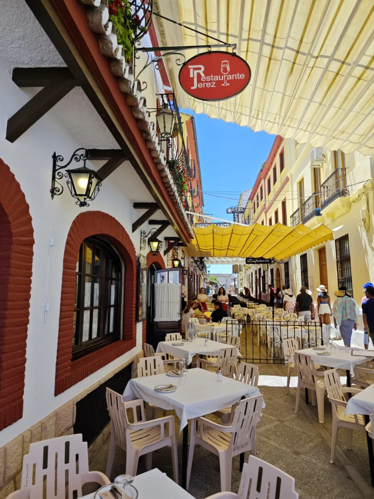 Restaurant terrace in a street in Ronda